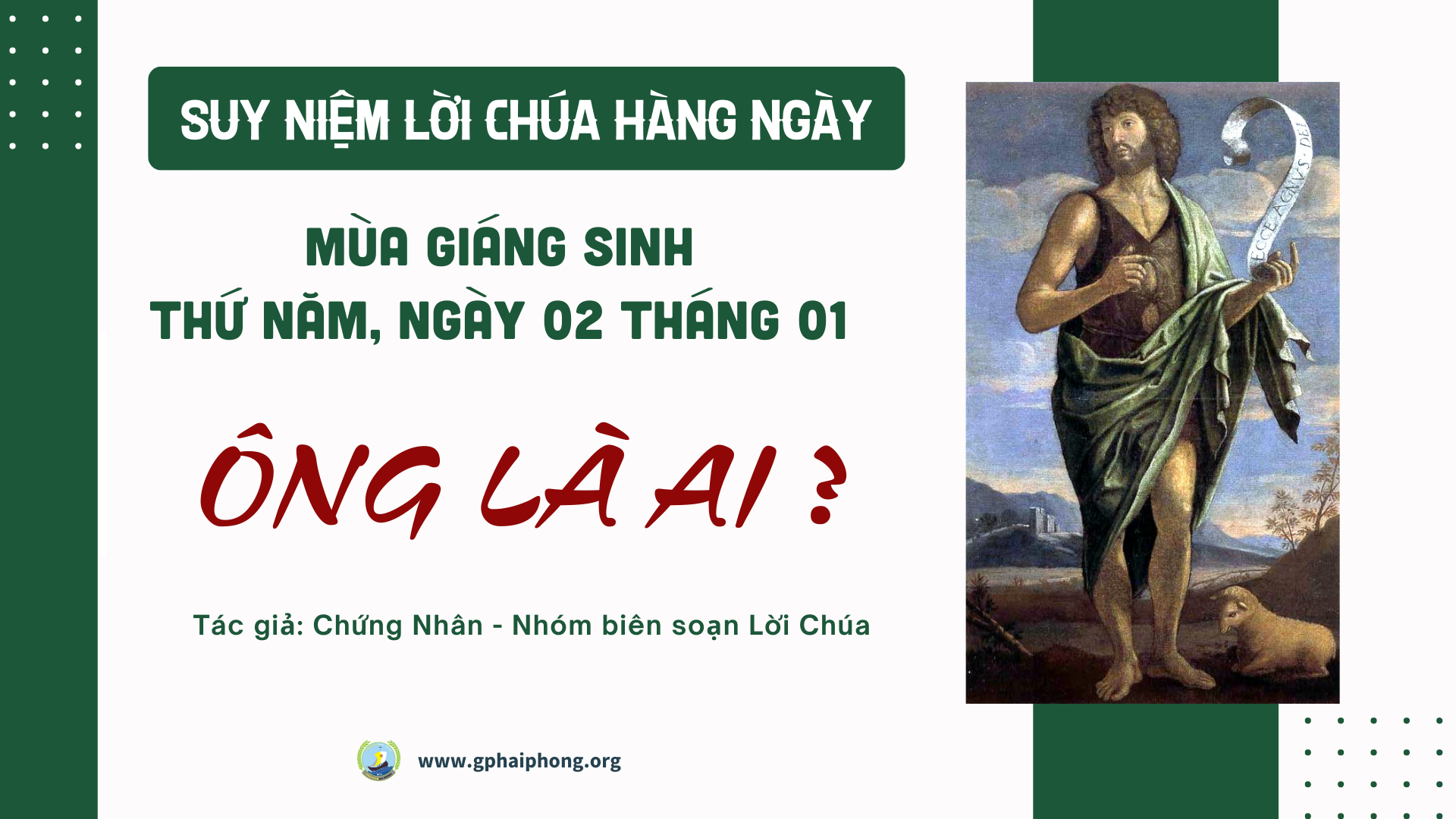 Suy Niệm Lời Chúa Hàng Ngày | Mùa Giáng Sinh | Thứ Năm, ngày 02 tháng 01